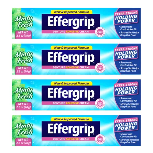 Vista 3 de Effergrip Crema adhesiva para dentaduras postizas, poder de sujeción extra fuerte, 2.5 onzas (paquete de 3)