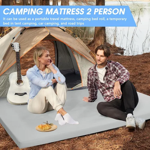 Vista 5 de CYMULA Almohadilla de Colchón de Espuma Viscoelástica para Acampar, Almohadilla para Dormir de 3 Pulgadas para Acampar, Base Antideslizante Inferior