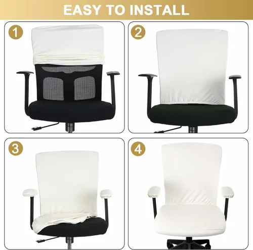 Vista 5 de Tallew 4 fundas para sillas de oficina, fundas universales para sillas de computadora, fundas protectoras elásticas para asiento de silla, fundas