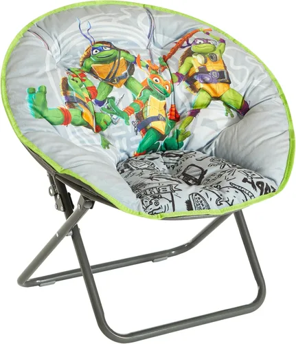 Nickelodeon Teenage Mutant Ninja Turtles Silla Platillo, Silla Plegable para Niños de 23" con Marco de Metal, Diseño Mutant Mayhem, Edades 3+