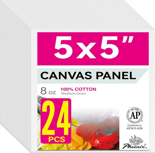 Vista 8 de PHOENIX Paneles de Lienzo Pequeños para Pintura de 3x5 Pulgadas, Paquete de Valor de 12 Unidades - 8 Oz Triple Imprimado 100% Algodón Libre de Ácido