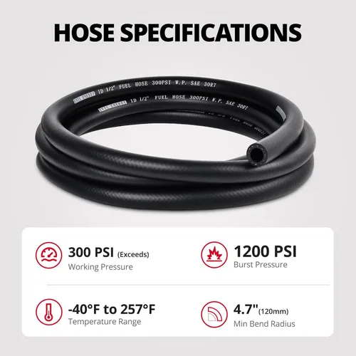 Vista 3 de EVIL ENERGY Línea de manguera de combustible 1/2 bloqueo de empuje NBR caucho SAE 30R7 10FT 300PSI