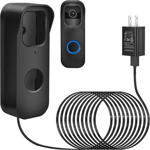 Cable de alimentación 2 en 1 con adaptador y soporte adhesivo para timbre compatible con el timbre de video Blink lanzamiento 1º-2023, transformador