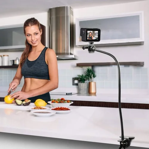 Vista 8 de Pipishell Soporte de cámara web de 25 pulgadas, abrazadera de montaje de escritorio flexible con cuello de cisne para cámara web Logitech C960 C930e