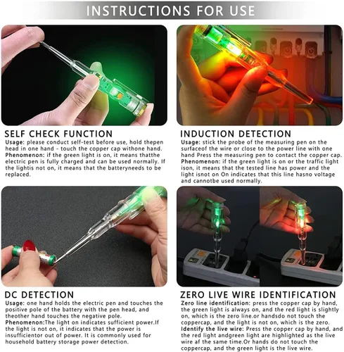 Vista 5 de Lote 2 Probador eléctrico de voltaje de inducción sin contacto Pluma Live/Null Wire 12-250V