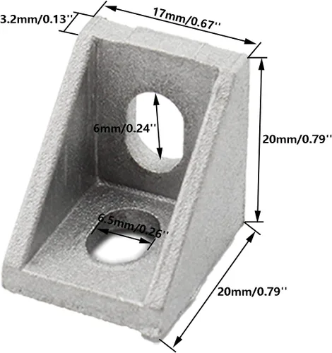 Vista 2 de Paquete de 10 soportes de esquina de perfil de aluminio, cierre de junta de ángulo recto en forma de L, conector para perfil de extrusión