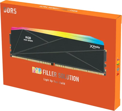 Vista 4 de V-Color Manta XFinity DDR5 RGB - Solución de llenado - 2 módulos - 0 GB de RAM - Compatible con Intel/AMD - Negro con barra de luz