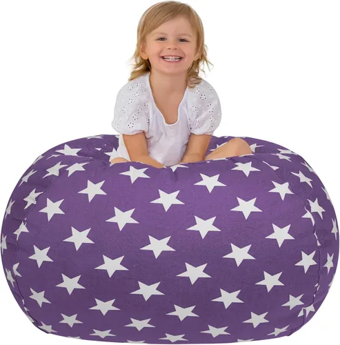 Vista 27 de Aubliss - Silla de almacenamiento para peluches en forma de puf (Estrella Aqua, Mediana (32"))