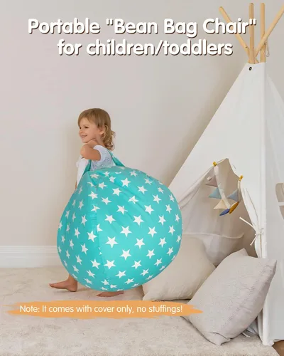 Vista 5 de Aubliss - Silla de almacenamiento para peluches en forma de puf (Estrella Aqua, Mediana (32"))