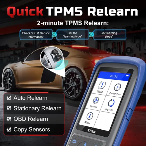 Vista 6 de XTOOL TP150 herramienta de programación TPMS, herramienta universal de aprendizaje/reajuste/activación TPMS (315/433MHz), programador de sensor