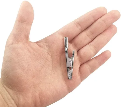 Vista 2 de 25 abrazaderas de resorte de clip de cocodrilo de metal de 2.008 in, línea de prueba, clip de cocodrilo, pinzas de cocodrilo plateadas, abrazaderas