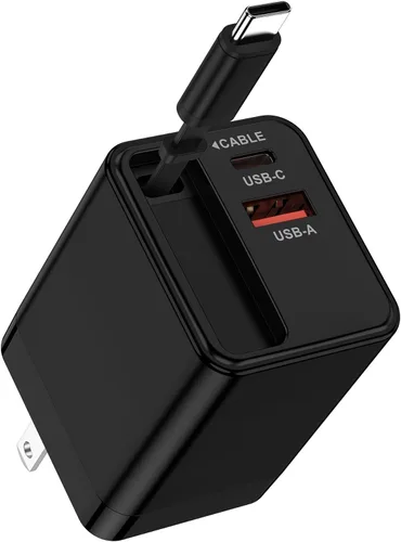 Cargador de pared retráctil USB C de 35 W para Samsung Galaxy S26 Ultra S26+ S26 A57 A37 A17 A36 A16 S25 S24 iPhone 17e 16 15 Pro Max, bloque de
