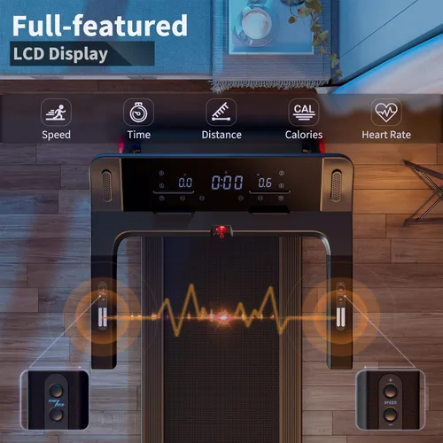 Vista 3 de Goplus Cinta de correr plegable de 3.75 HP, caminadora independiente Superfit con aplicación, 12 programas preestablecidos, pantalla LCD, monitor