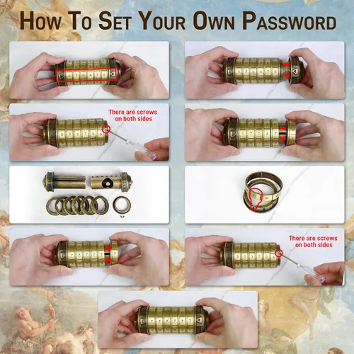 Vista 7 de Criptex Código Da Vinci Numérico, Caja de Rompecabezas de Dinero para Regalo en Efectivo con Compartimentos Secretos Ocultos Cumpleaños Navidad