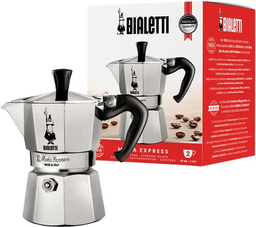 Bialetti Moka Express Cafetera de espresso con filtro sobre mesada, Plateado
