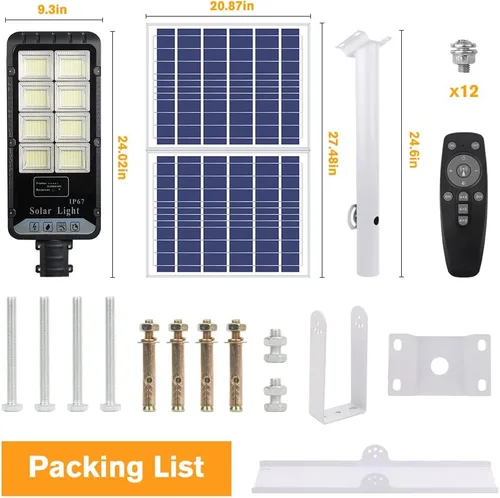Vista 6 de NIORSUN Solar Street Light, 1000W Solar Outdoor Lights Motion Sensor Dusk to Dawn Commercial Large Area Lighting Security Flood Lights Waterproof