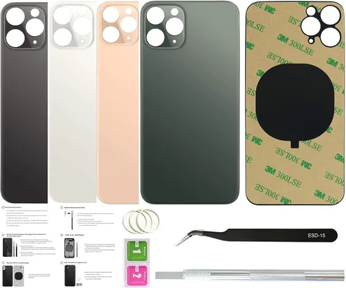 11 Pro Max - Carcasa trasera de repuesto para iPhone 11pro Max (6.5 pulgadas) con cinta preinstalada y herramientas de reparación (verde medianoche)