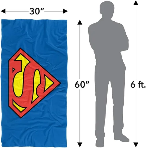 Vista 6 de LOGOVISION Toalla de playa con logotipo clásico de Superman, con licencia oficial, 30 x 60 pulgadas