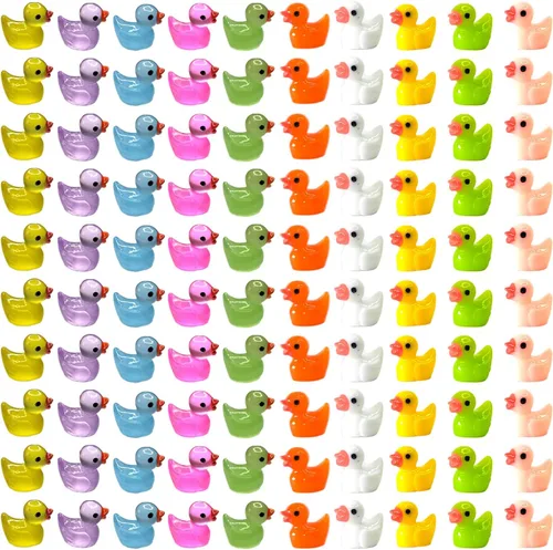 100 piezas Mini patos luminosos y patos de resina para decoración de micro jardín y casa de muñecas
