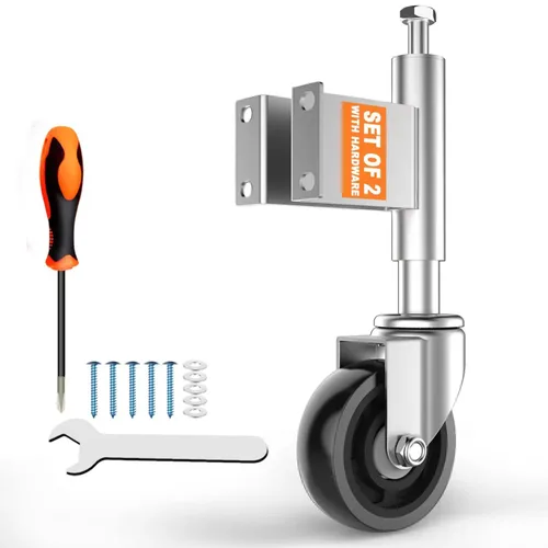 Vista 10 de Ruedas de puerta con resorte de 3 pulgadas, ruedas de puerta resistentes con herrajes, capacidad de carga de 220 libras, paquete de 2