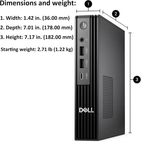 Vista 4 de Dell Mini PC Pro Micro Plus (próxima generación OptiPlex 7000 MFF), computadora de escritorio empresarial AI PC, Intel 14-Core Ultra 5 235T